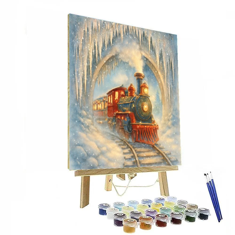 Toy Train Through The Icicle Tunnel Numbered painting kits