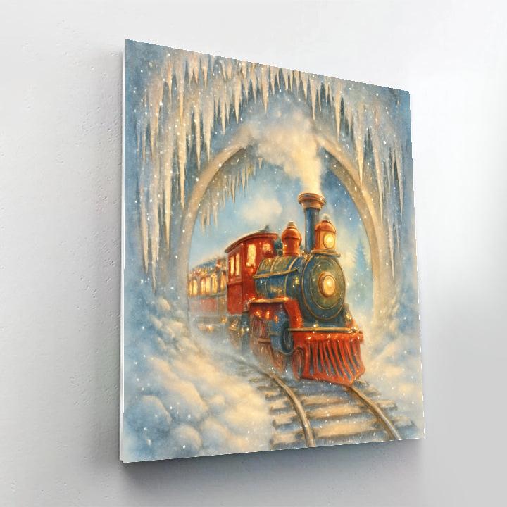 Toy Train Through The Icicle Tunnel Numbered painting kits