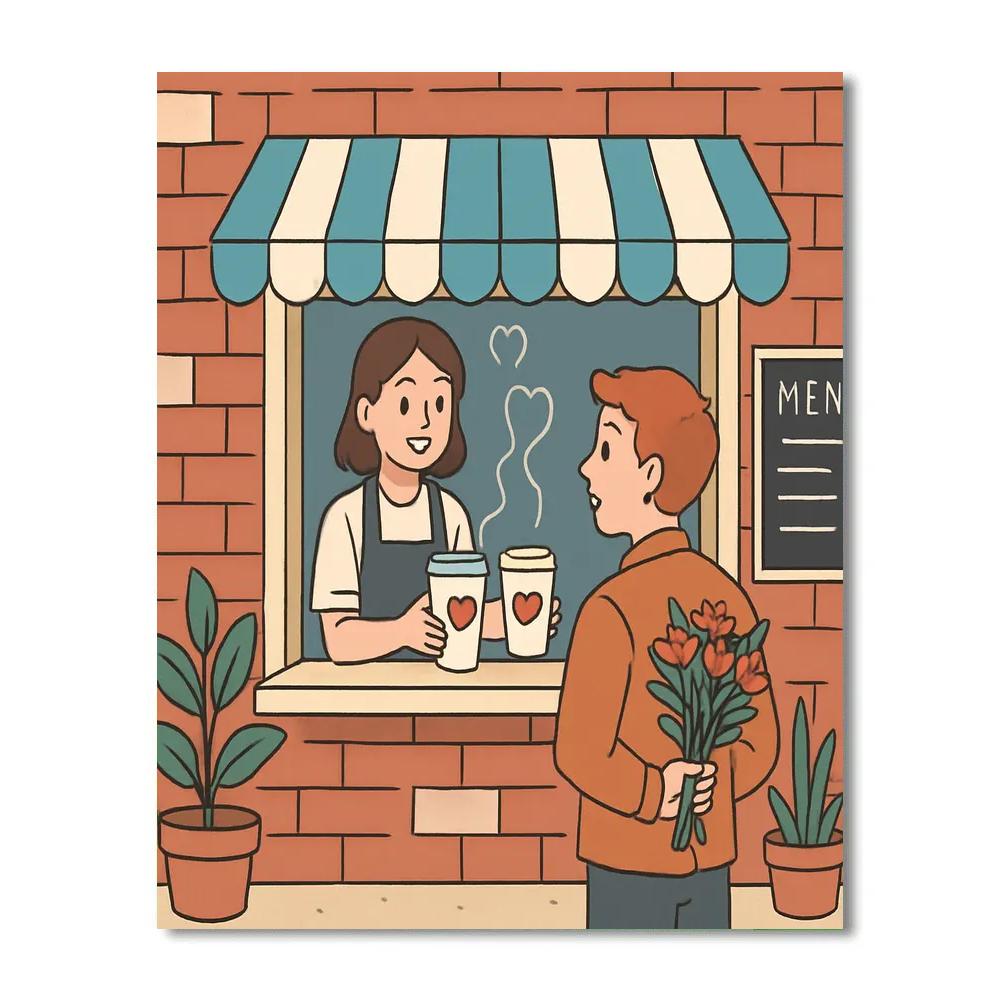 Morning Coffee Run Valentines Day Surprise paint by color