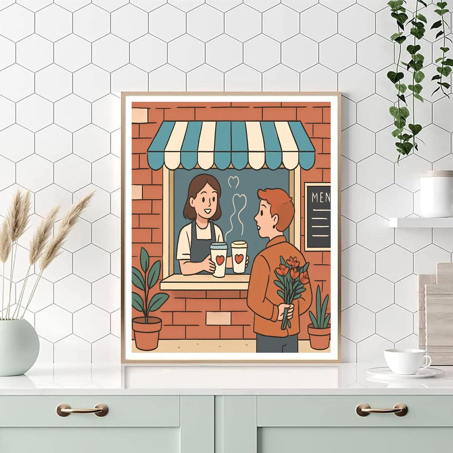 Morning Coffee Run Valentines Day Surprise paint by color