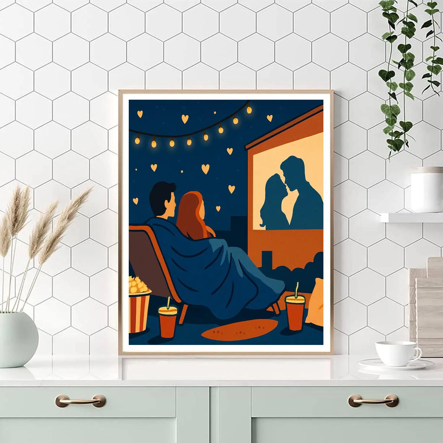 Valentines Day Rooftop Cinema Embrace Paint by numbers kits