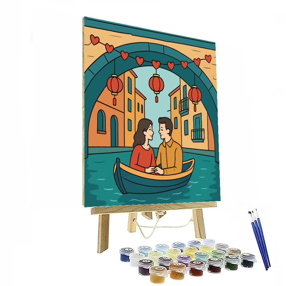 Canal Boat Ride On A Valentines Day Evening Numbered painting kits