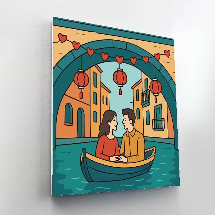 Canal Boat Ride On A Valentines Day Evening Numbered painting kits