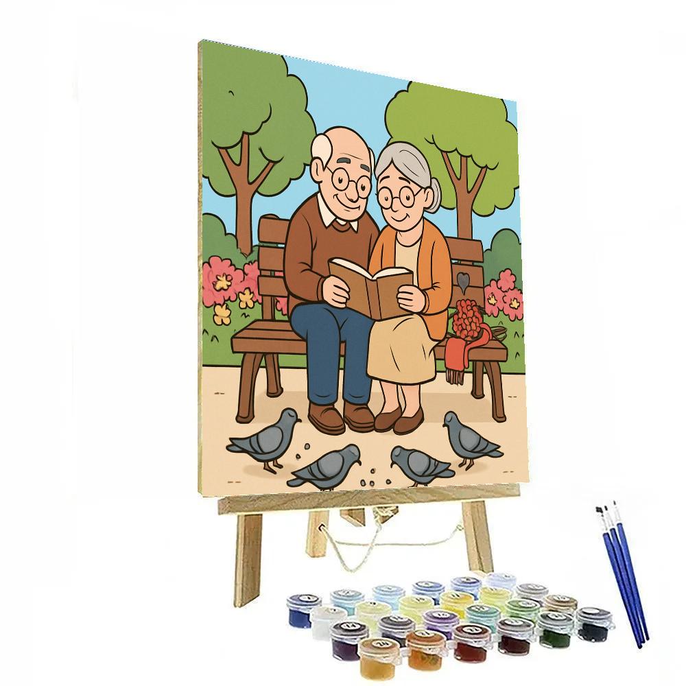 Park Bench Storytime Valentines Day Afternoon paint by color