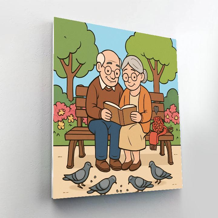 Park Bench Storytime Valentines Day Afternoon paint by color