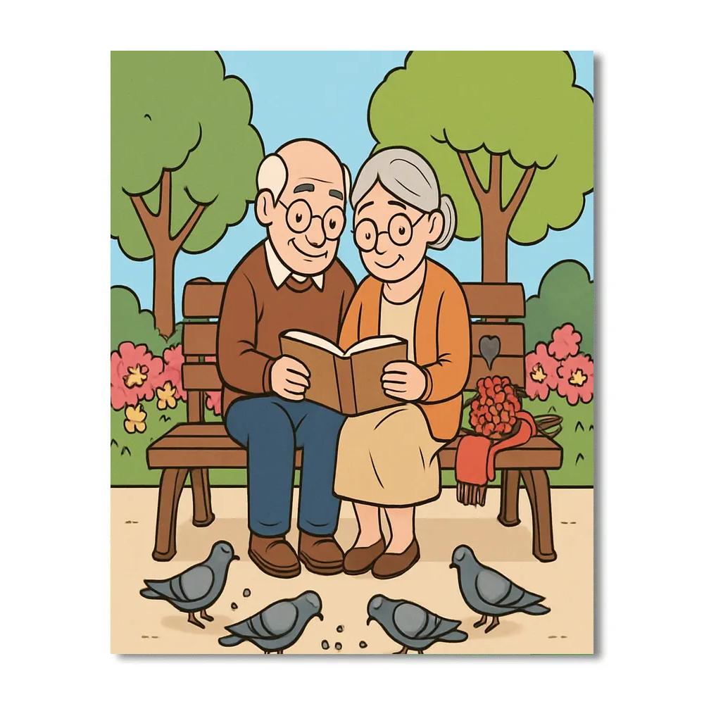 Park Bench Storytime Valentines Day Afternoon paint by color