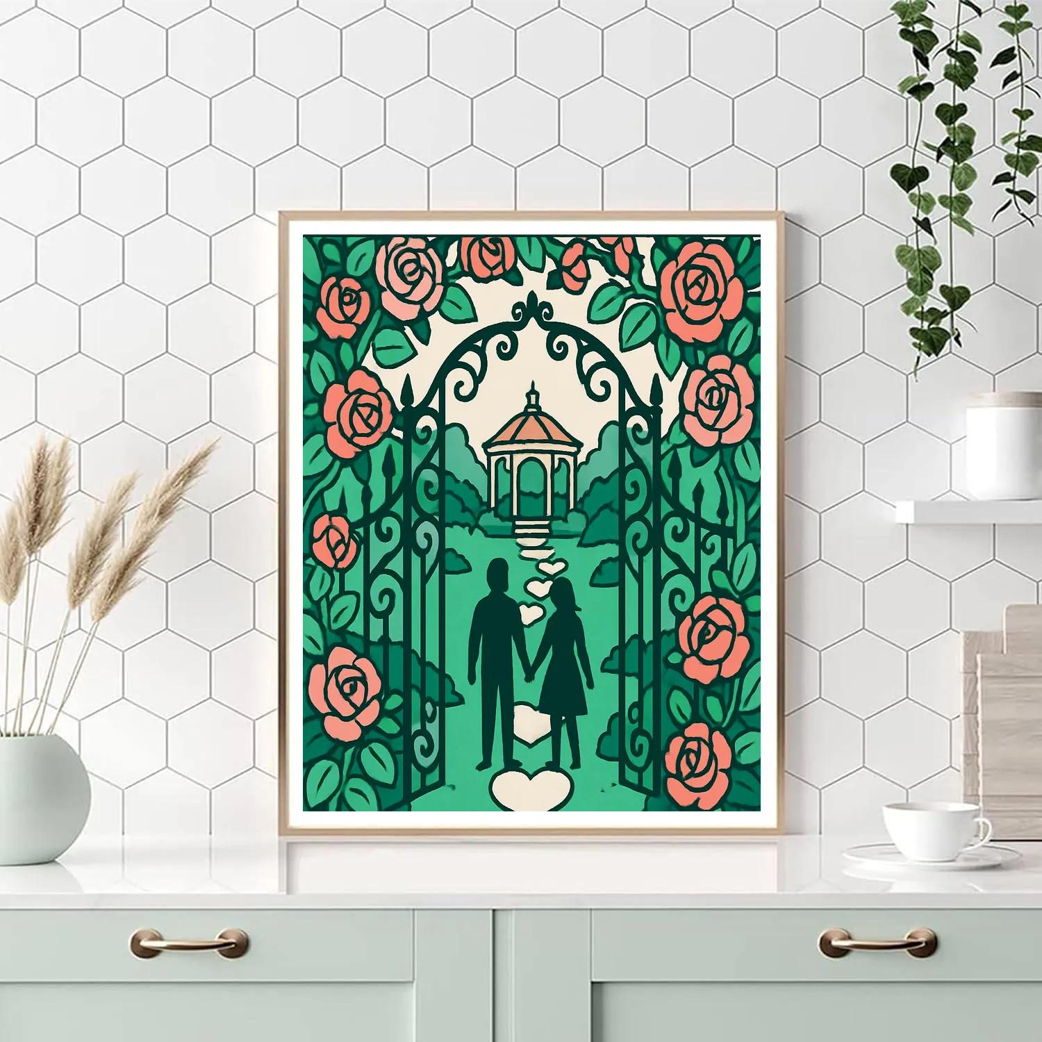 Secret Garden Gate Of Valentines Day Wishes paint by numbers