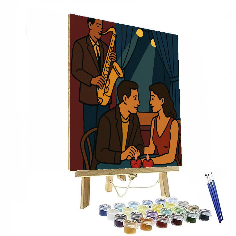 Valentines Day Jazz Club Corner Table paint by numbers