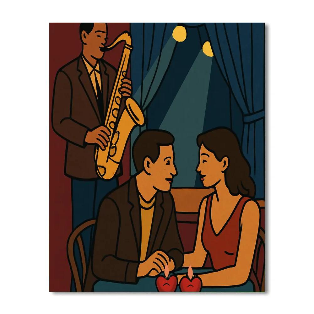 Valentines Day Jazz Club Corner Table paint by numbers