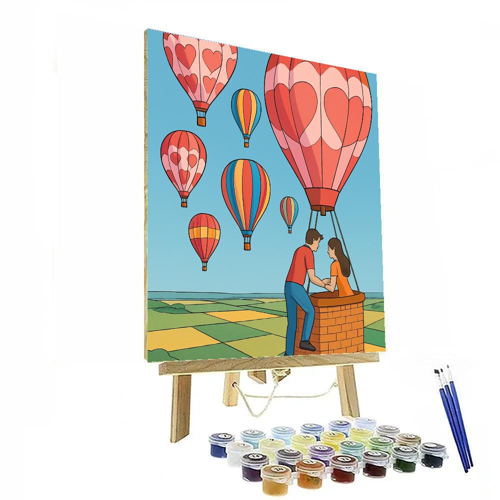 Valentines Day Hot Air Balloon Fair painting number kit