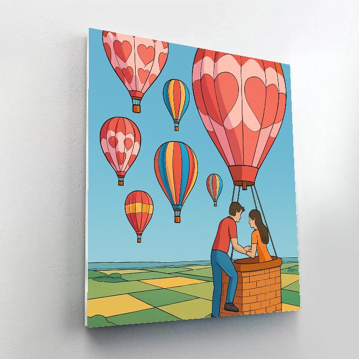 Valentines Day Hot Air Balloon Fair painting number kit