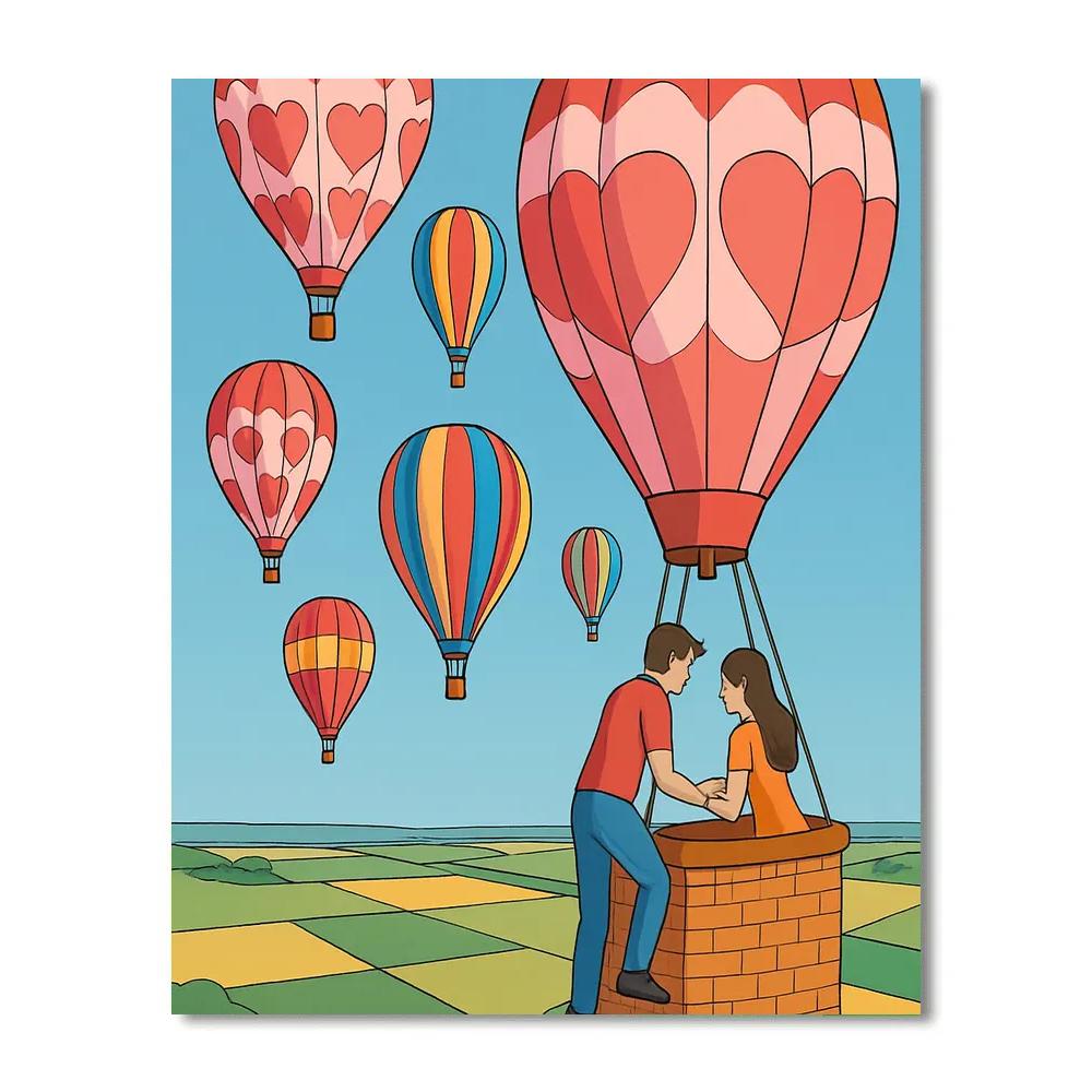 Valentines Day Hot Air Balloon Fair painting number kit