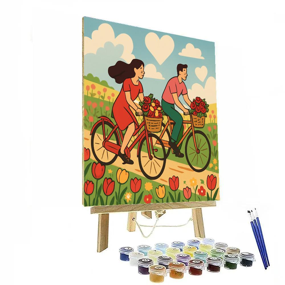 Valentines Day Flower Field Bicycle Ride Paint by numbers kits