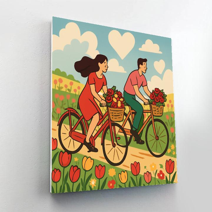 Valentines Day Flower Field Bicycle Ride Paint by numbers kits