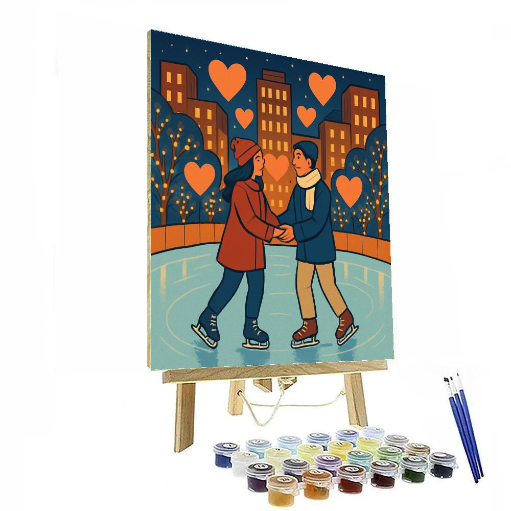 Valentines Day Ice Rink Twilight Waltz painting number kit