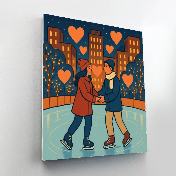 Valentines Day Ice Rink Twilight Waltz painting number kit