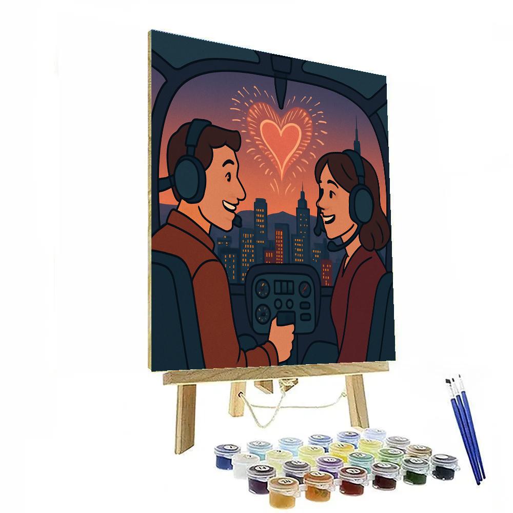Valentines Day Skyline Helicopter Tour Paint by numbers art