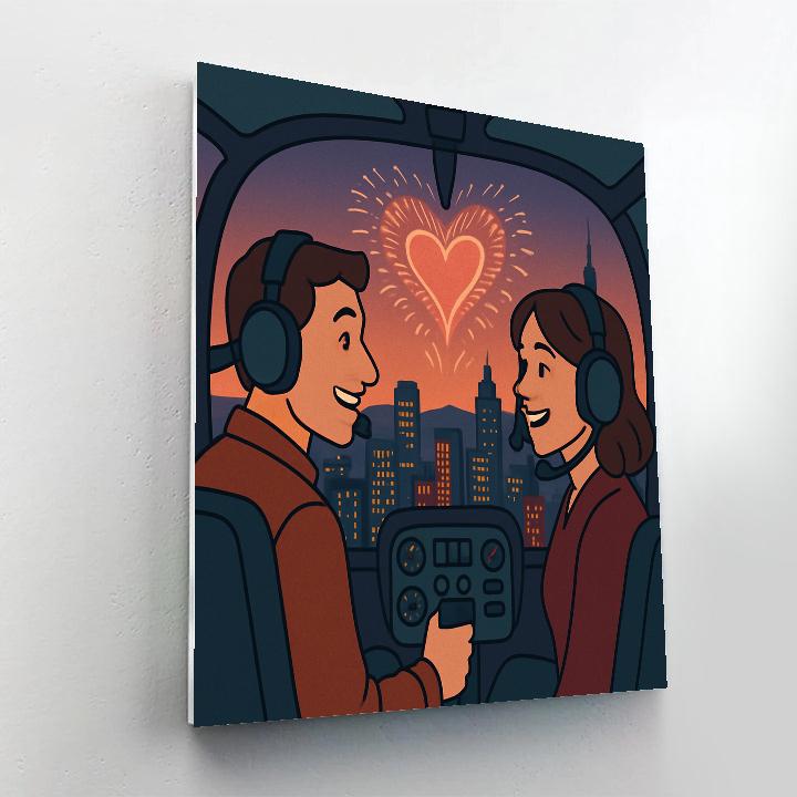 Valentines Day Skyline Helicopter Tour Paint by numbers art