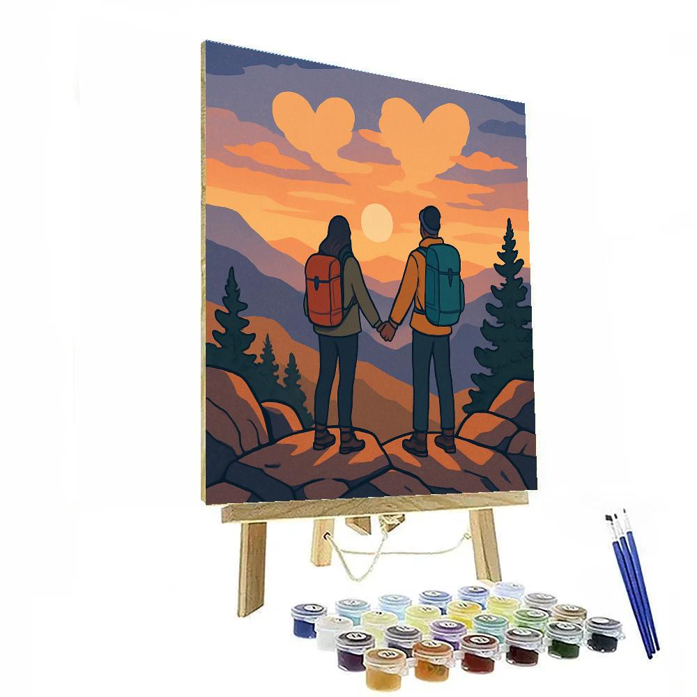 Valentines Day Sunrise Mountain Overlook painting number kit