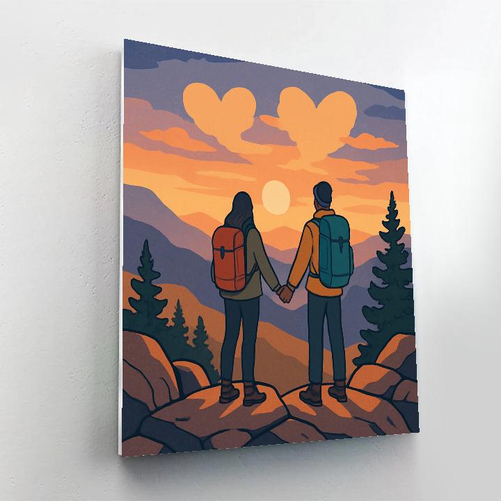 Valentines Day Sunrise Mountain Overlook painting number kit