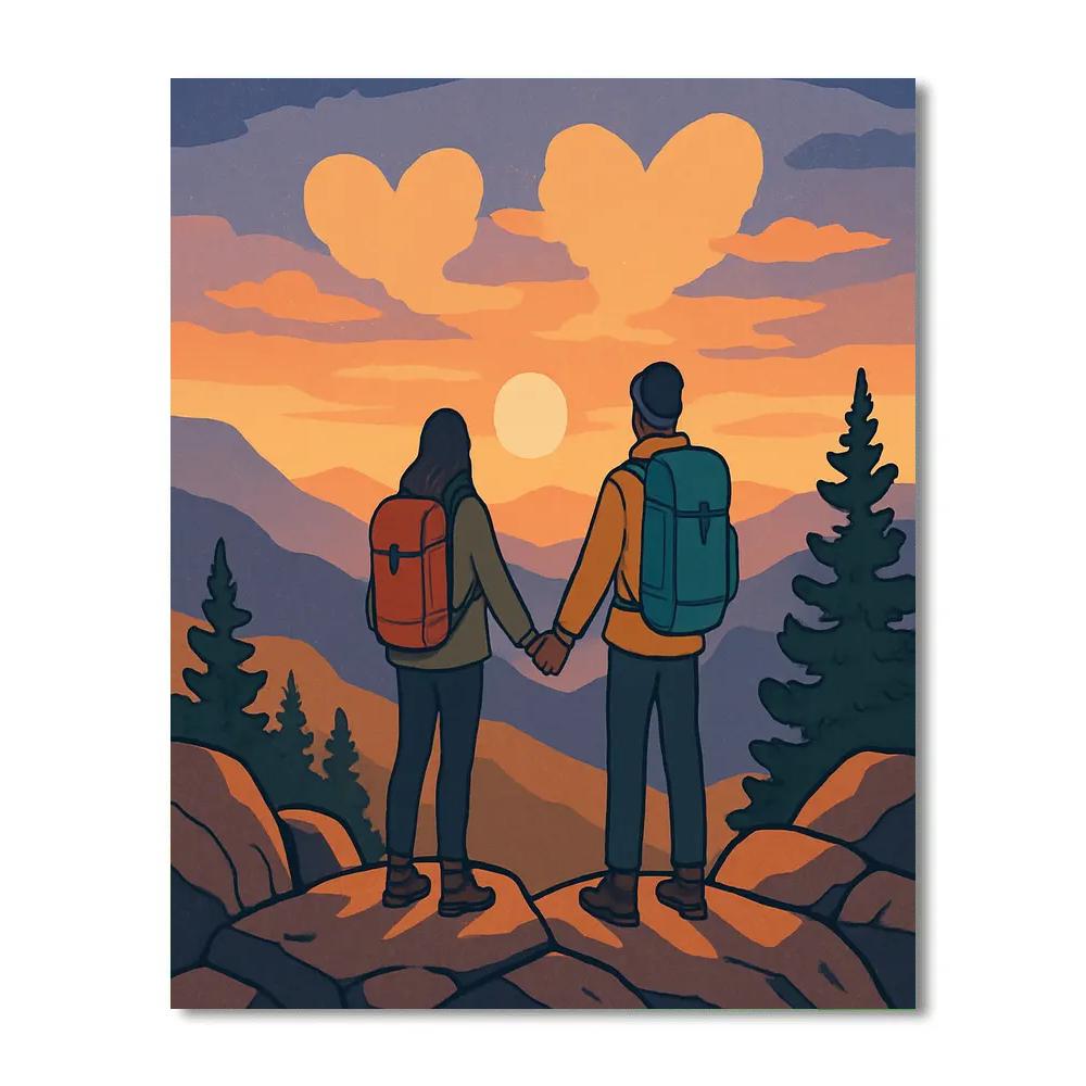 Valentines Day Sunrise Mountain Overlook painting number kit