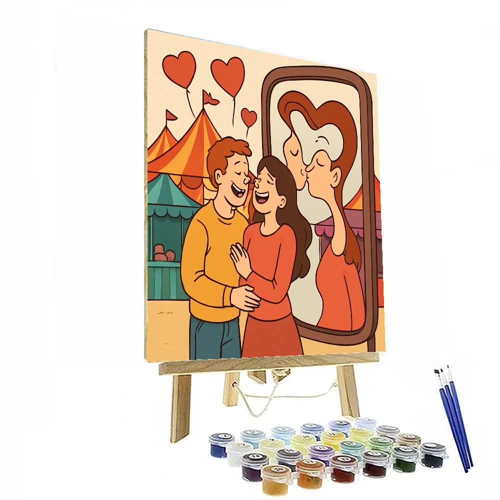 Valentines Day Carnival Mirror Kisses painting number kit