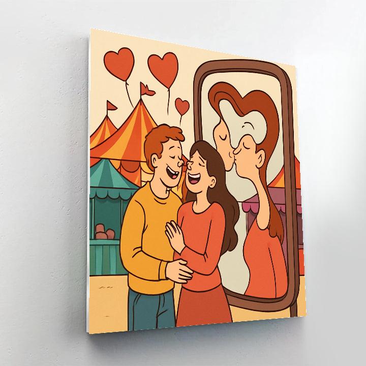 Valentines Day Carnival Mirror Kisses painting number kit