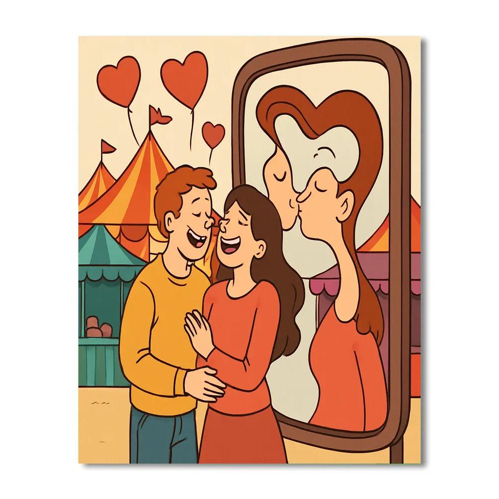 Valentines Day Carnival Mirror Kisses painting number kit