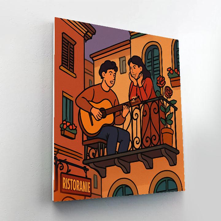 Valentines Day Guitar On The Balcony Numbered painting kits