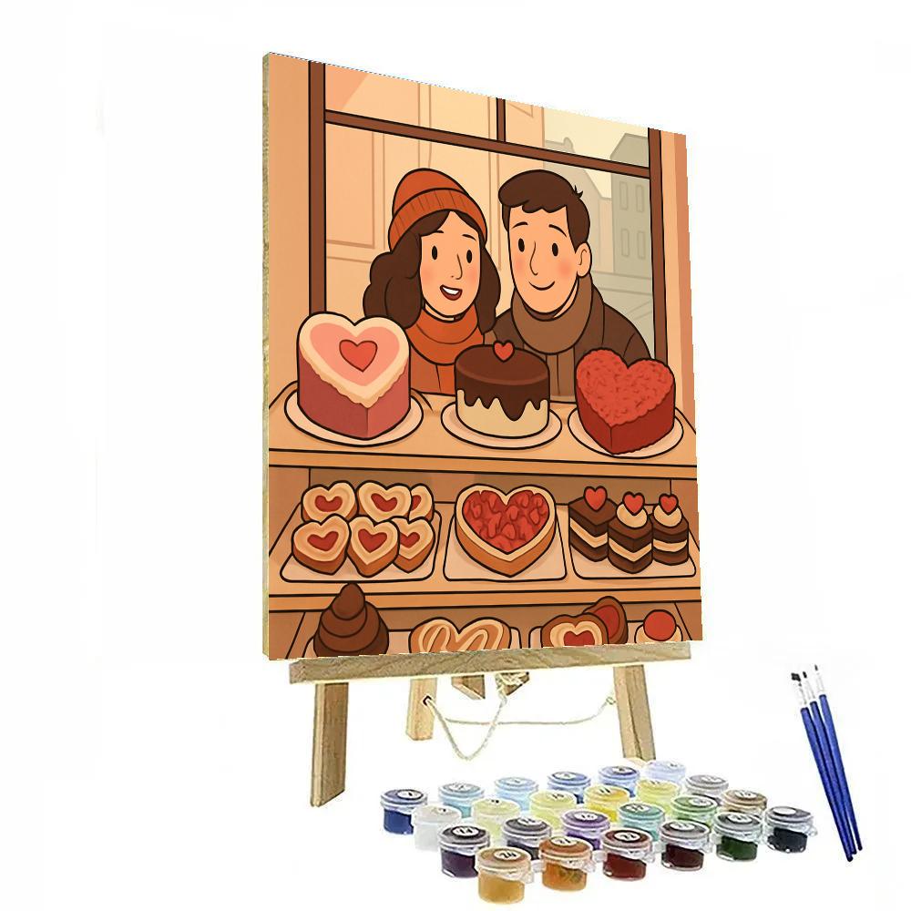 Valentines Day Bakery Window Delights paint by numbers