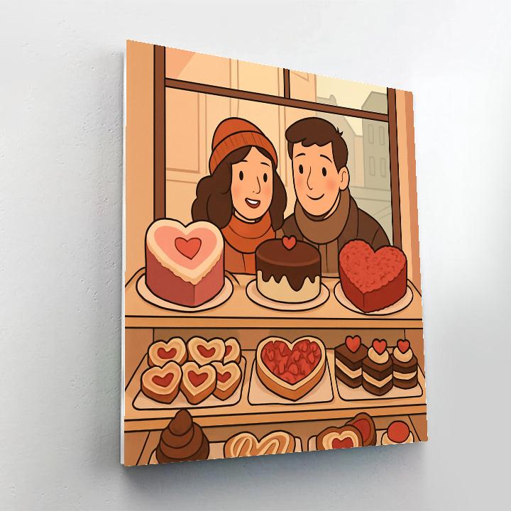 Valentines Day Bakery Window Delights paint by numbers