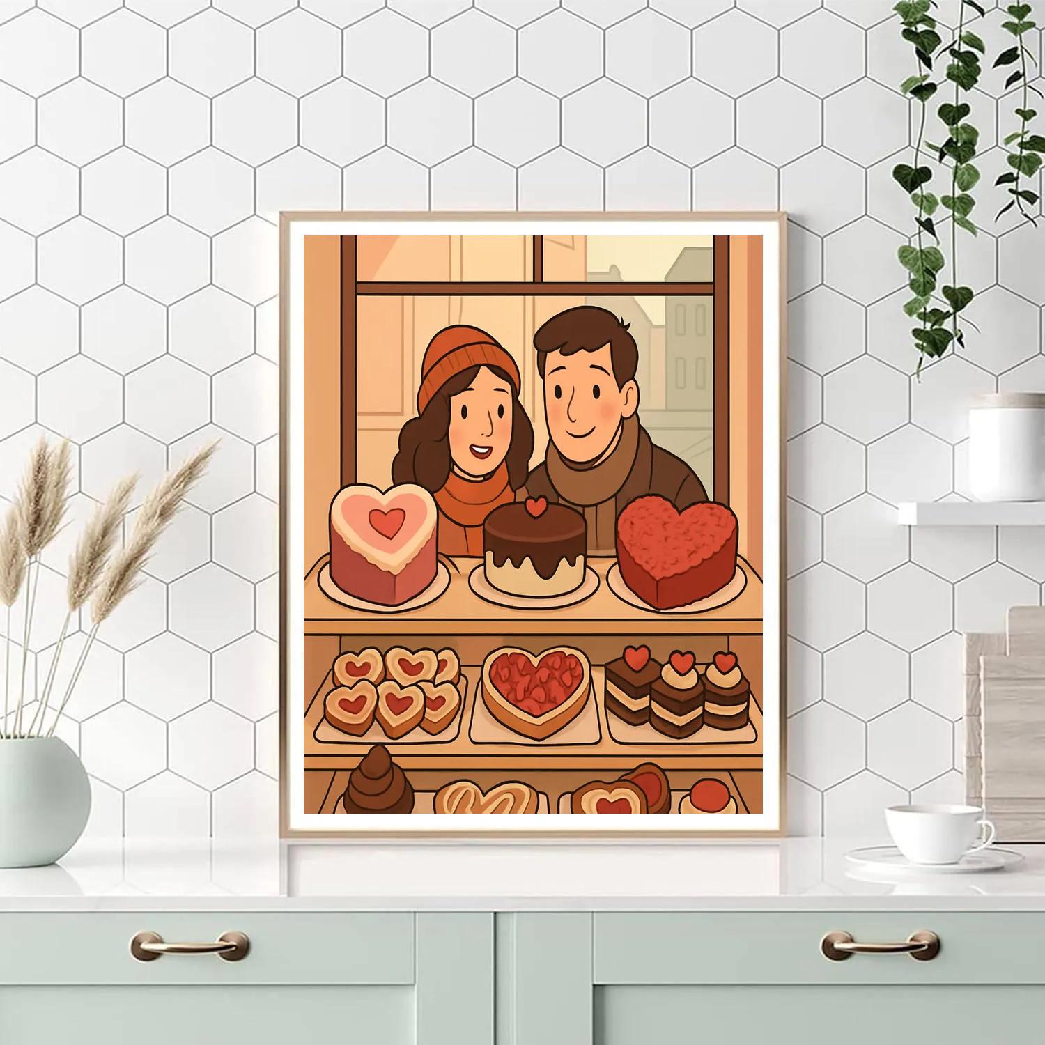 Valentines Day Bakery Window Delights paint by numbers