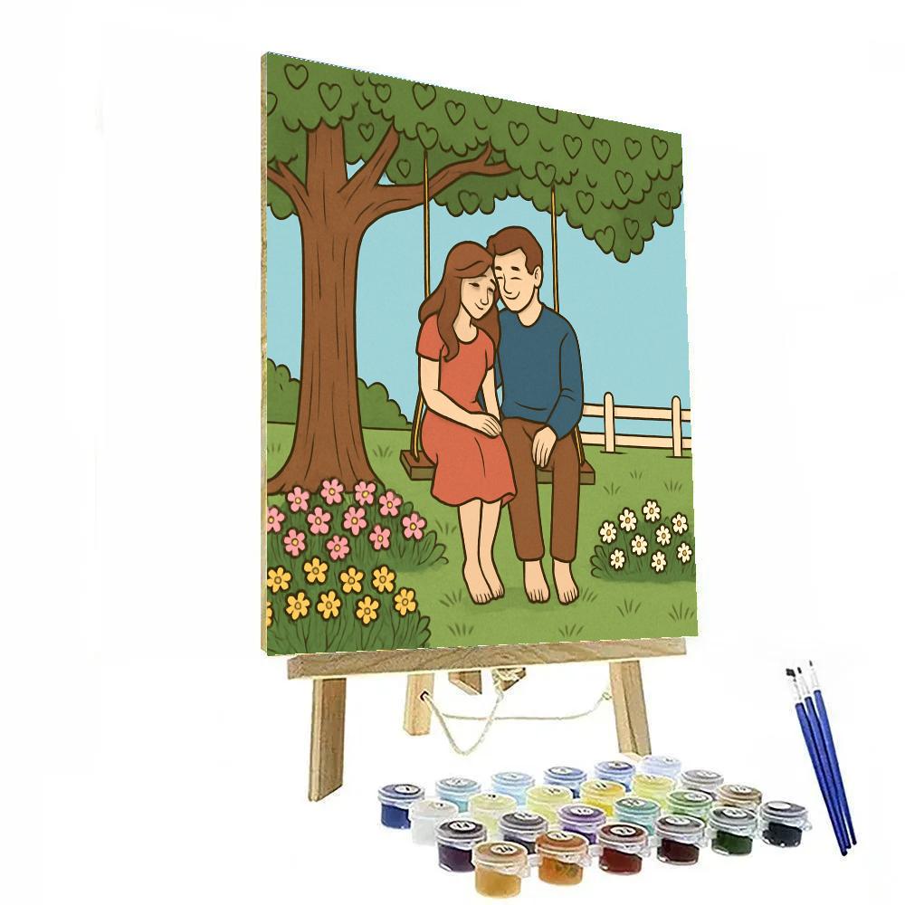 Valentines Day Garden Swing Afternoon painting number kit