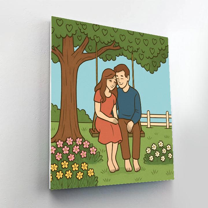 Valentines Day Garden Swing Afternoon painting number kit