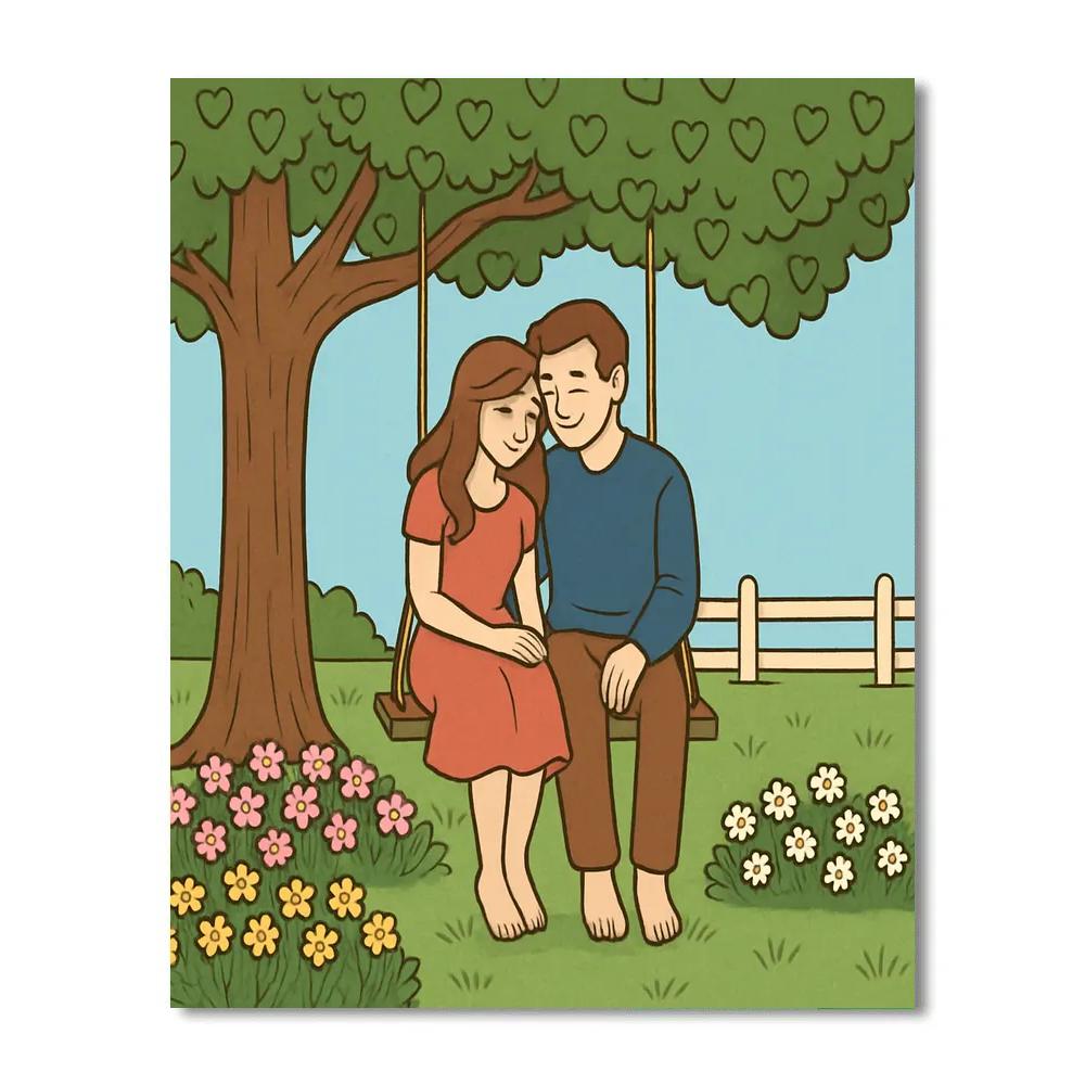 Valentines Day Garden Swing Afternoon painting number kit