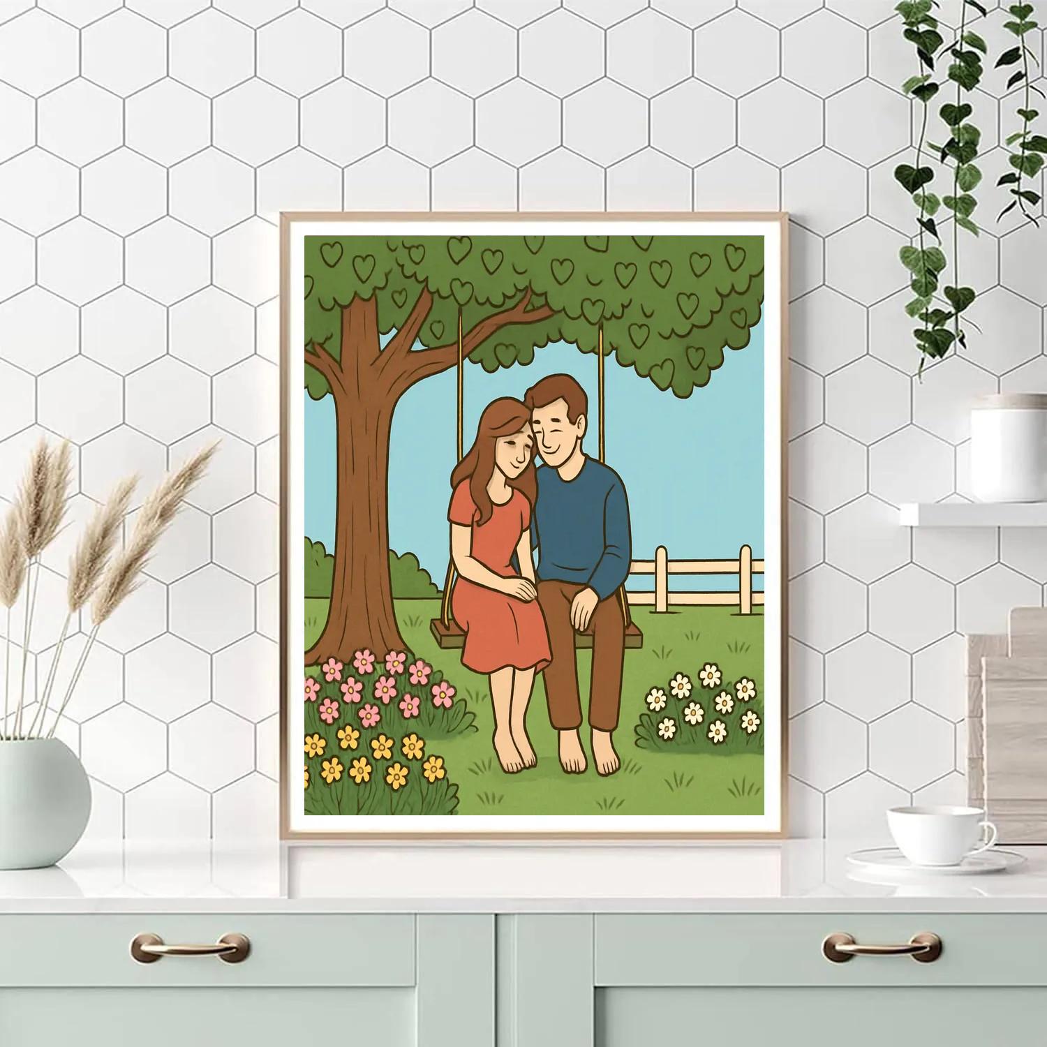 Valentines Day Garden Swing Afternoon painting number kit