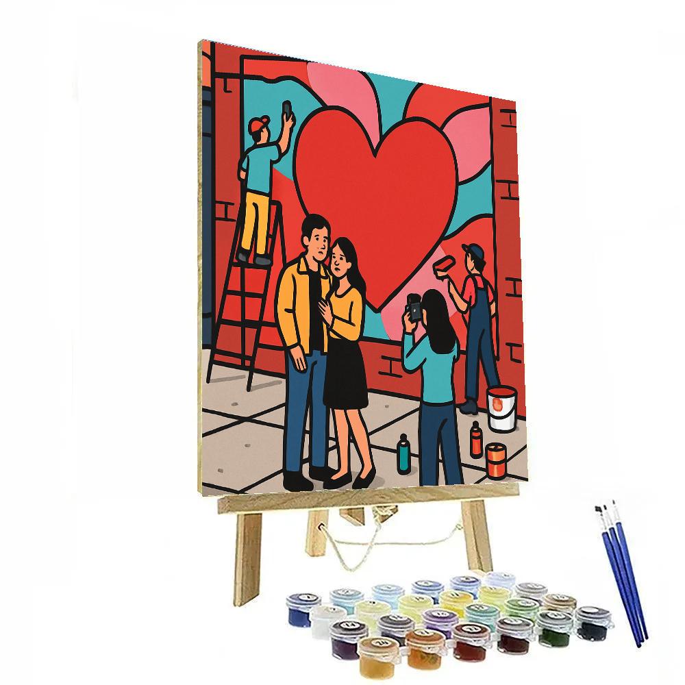 Valentines Day Street Mural Of Hearts Numbered painting kits