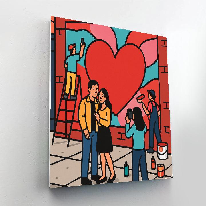 Valentines Day Street Mural Of Hearts Numbered painting kits