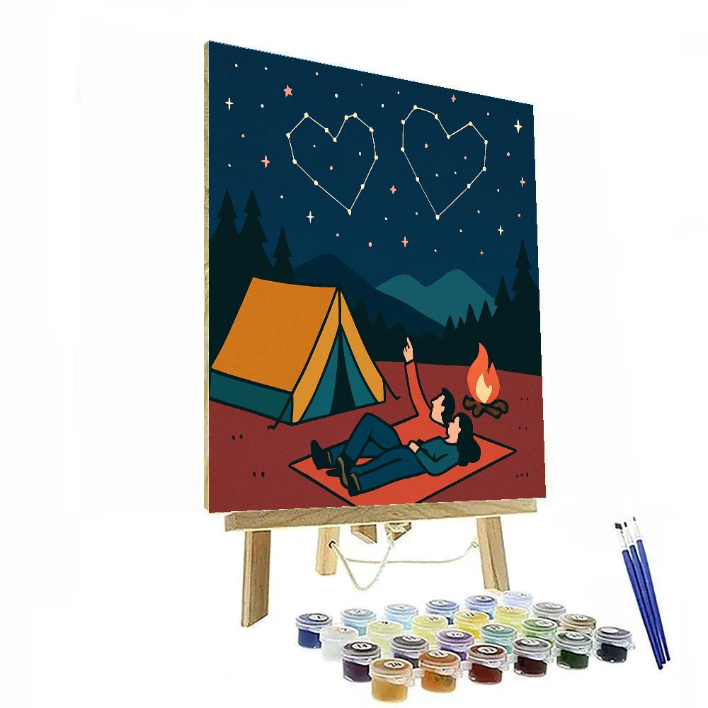 Valentines Day Stargazing Campsite painting number kit