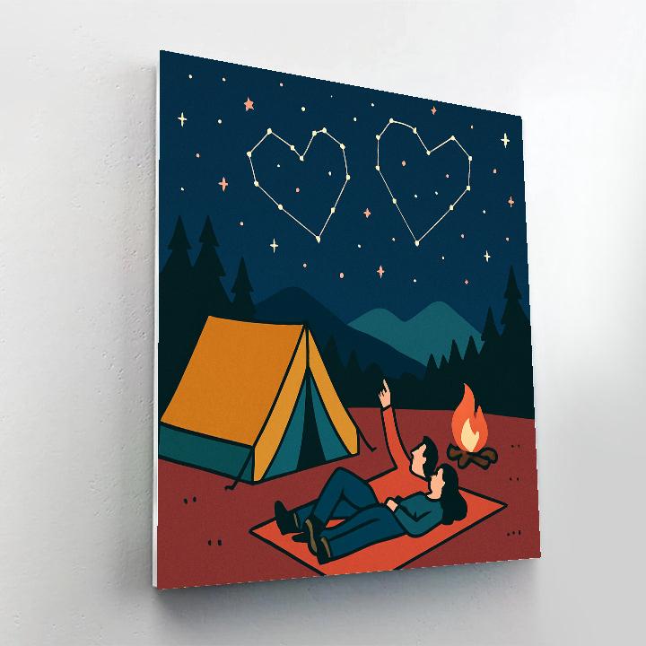 Valentines Day Stargazing Campsite painting number kit