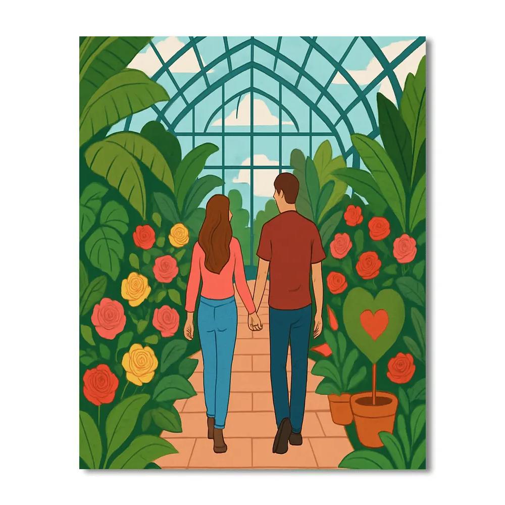 Valentines Day Botanical Greenhouse Date Numbered painting kits