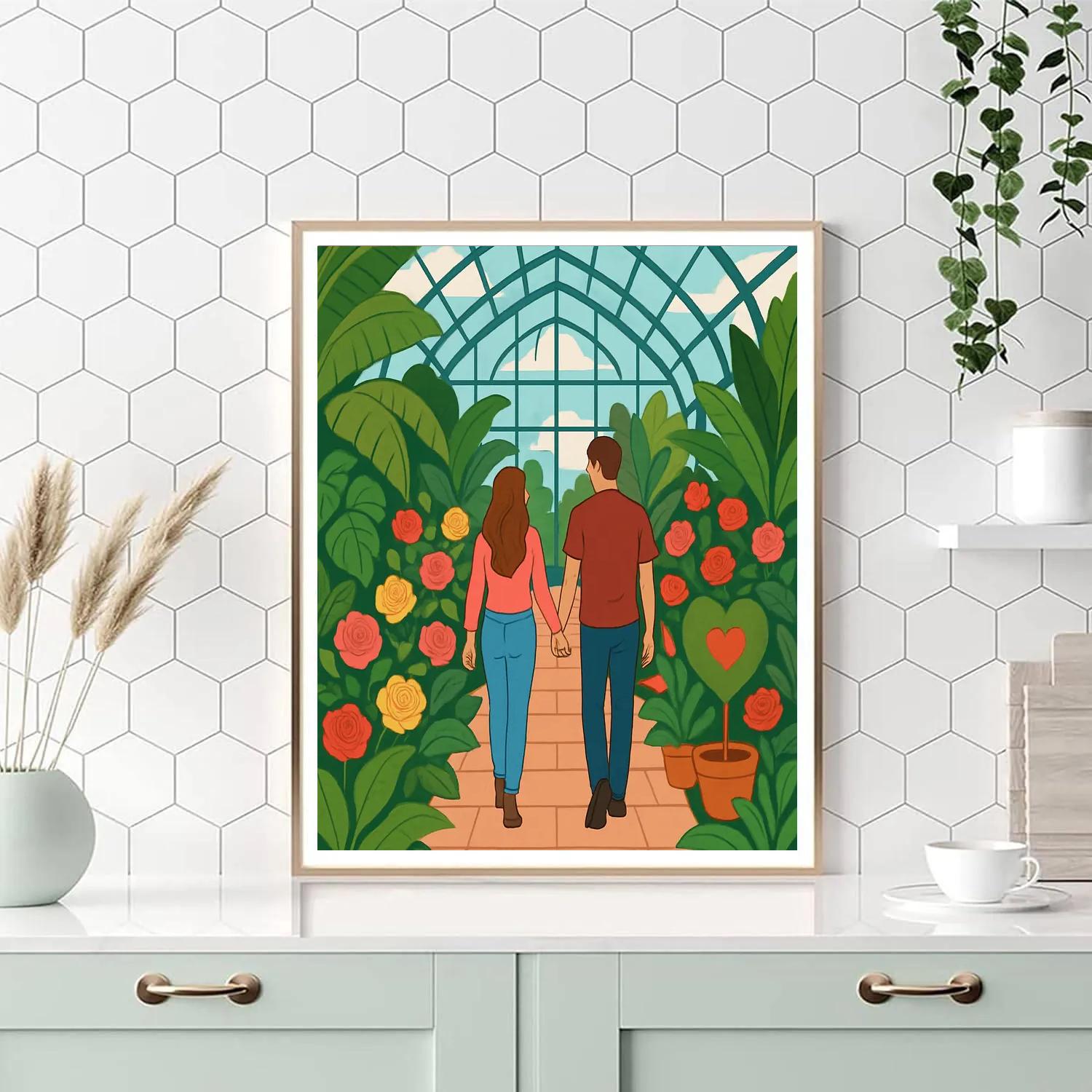 Valentines Day Botanical Greenhouse Date Numbered painting kits