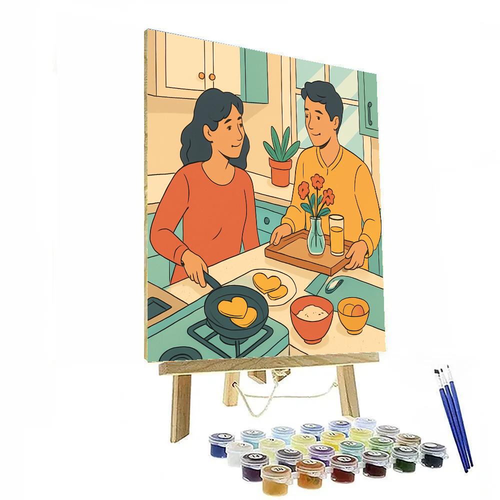Valentines Day Kitchen Breakfast In Bed Prep painting number kit