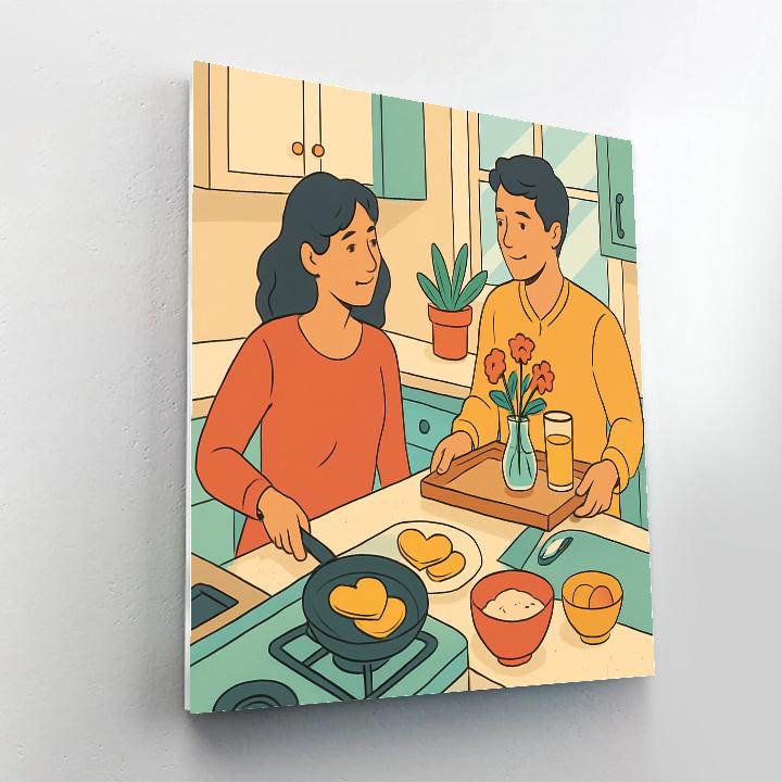 Valentines Day Kitchen Breakfast In Bed Prep painting number kit