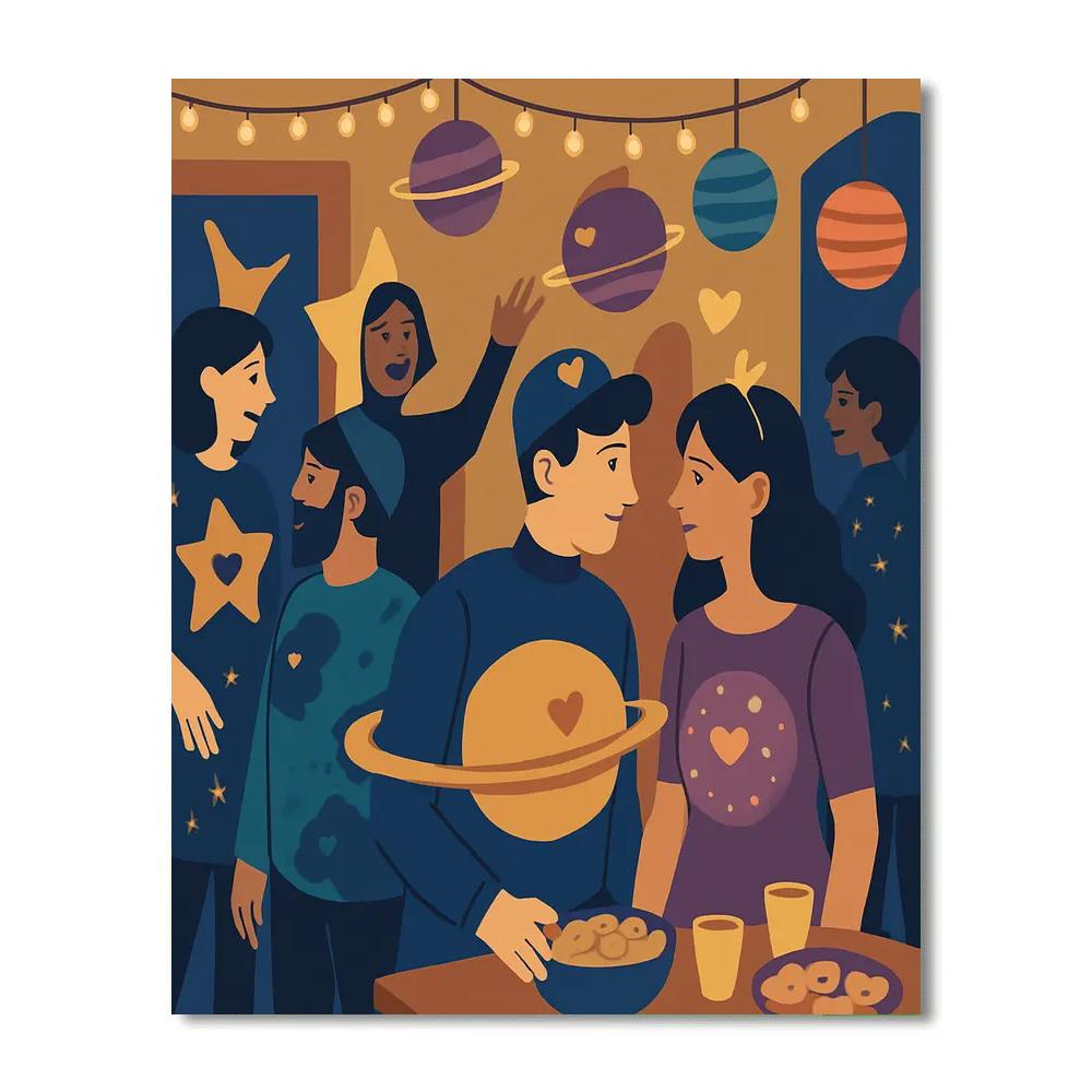 Valentines Day Planet Themed Costume Party paint by color