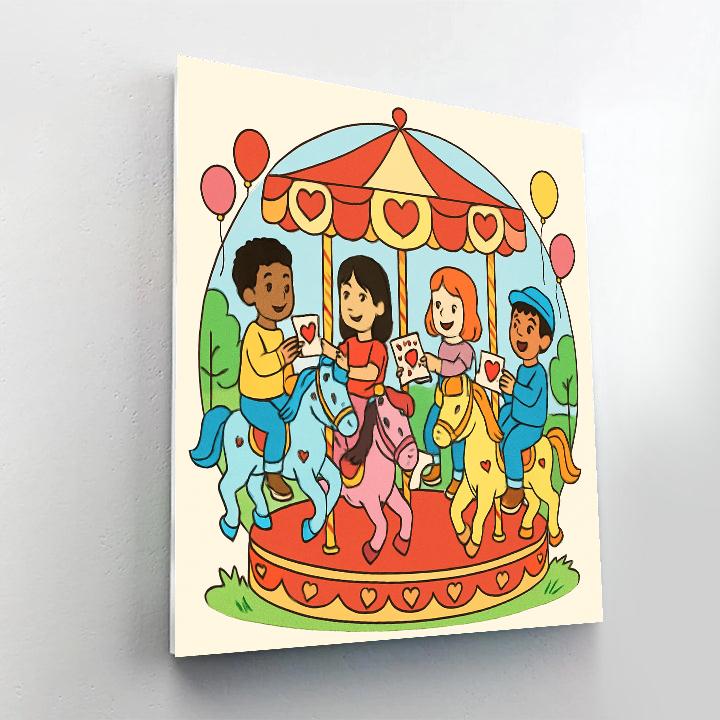 Valentines Day Carousel Of Friendship For Kids paint by numbers
