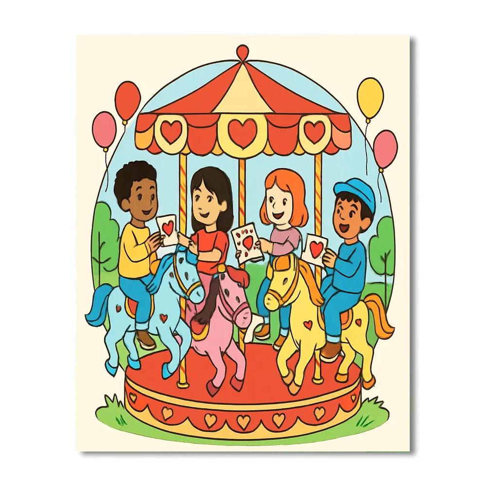 Valentines Day Carousel Of Friendship For Kids paint by numbers