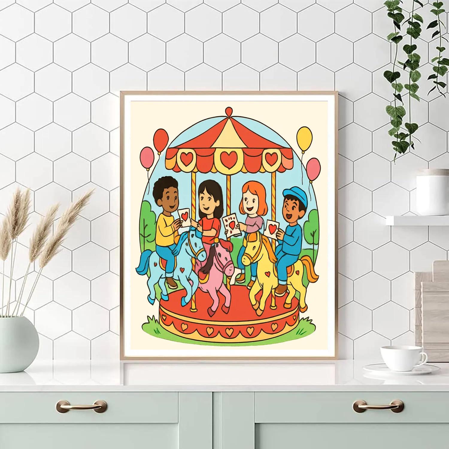 Valentines Day Carousel Of Friendship For Kids paint by numbers