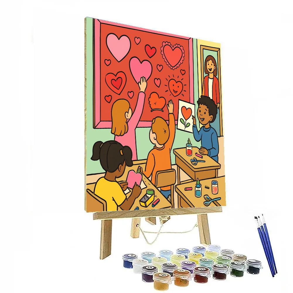 Valentines Day Classroom Card Exchange Fun Paint by numbers art