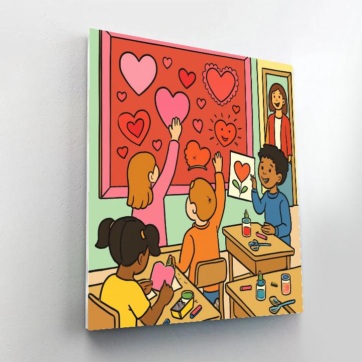 Valentines Day Classroom Card Exchange Fun Paint by numbers art